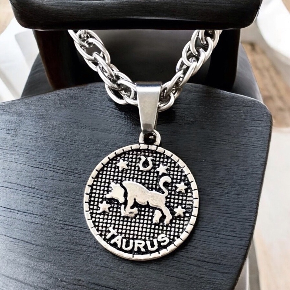 π Taurus Rustic Coin Pendant Necklace Alloy/Stainless Steel